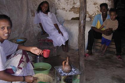 Coffee ceremony with an Eritrean family - Ghinda Eritrea.