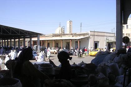 Grain market & Kidane Mehret Church - Asmara Eritrea.