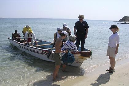 Landing on Dissei Island - Eritrea's Red Sea coast.