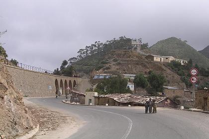 Junction of the road and the railway at Arberebou Eritrea.