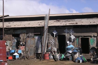 Workshop for kitchen utensils and grave ornaments - Medeber markets Asmara Eritrea.