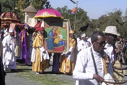 Celebration of Nigdet (Santa Mariam) at the Coptic Cathedral in Asmara.