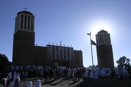 Nda Mariam Coptic Cathedral at sunrise - Asmara Eritrea.
