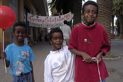 Decorated streets of Asmara Eritrea - 14th Independence Day.