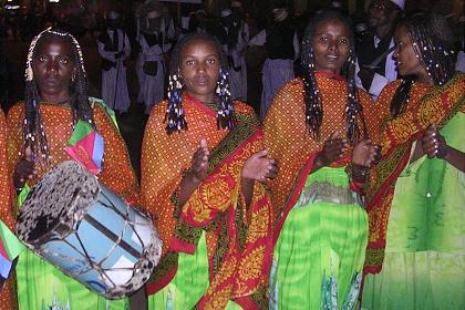 Saho traditional troupe singing and and displaying the Saho tradition. Celebrations of 14th Independence Day - Bathi Meskerem Asmara Eritrea.