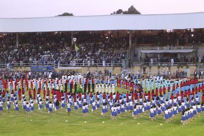 National anthem - 14th Independence Day in Asmara Stadium.
