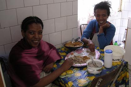 Lunch with Hagossa and a neighbor - Asmara Eritrea.