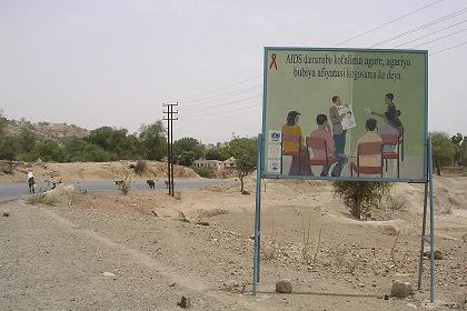 Billboard informing about AIDS - Barentu Eritrea.