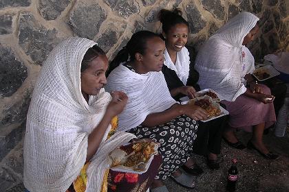 Women having lunch for the Asmara Palace residentional building.