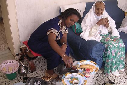 Breakfast with Luwam and her grandmother - Asmara Eritrea.