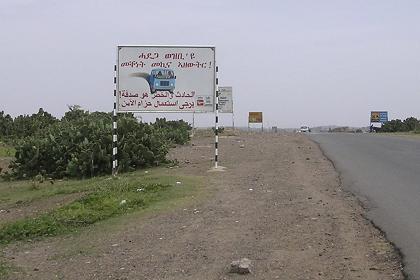 Road to Mendefera "fasten your seat belts for a safe trip" - Asmara Eritrea.