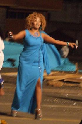 Helen Paulos, Tigrinya singer at the evening show -Bathi Meskerem Square Asmara Eritrea.