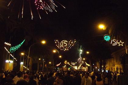 May 24th 0:00 fireworks - Harnet Avenue Asmara Eritrea.