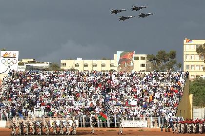 Eritrean Air Force MIG29 fighter planes - Asmara Stadium.