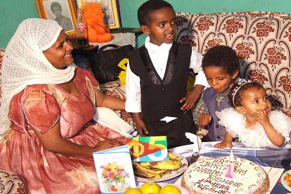 Yordanos & children - first anniversary of Naomi - Sembel Asmara Eritrea.