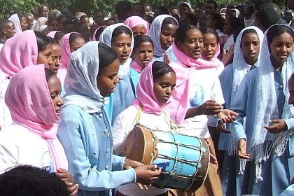 Girls of the theological school at the festival of Mariam Dearit - Keren Eritrea.