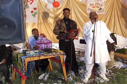 Musical speech of one of the family members.