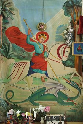 Painting of the Saint Georgis. Orthodox Church - Biet Georgis Asmara Eritrea.