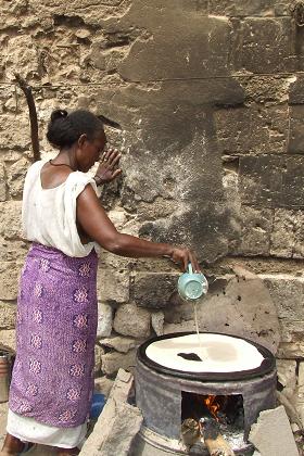 Woman making injera. Batse port district - Massawa Eritrea.