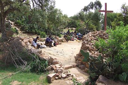 The compound of the Debre Bizen Monastery - Mount Bizen