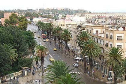 View over Harnet Avenue from the Ambasador Hotel - Asmara Eritrea.