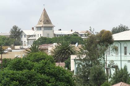 Villa quarter and tower of the Hamasien Hotel - Asmara Eritrea.