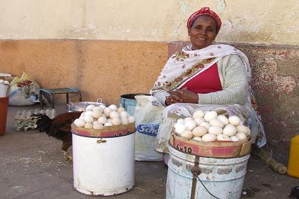 Woman selling eggs and chicken - Asmara Eritrea.
