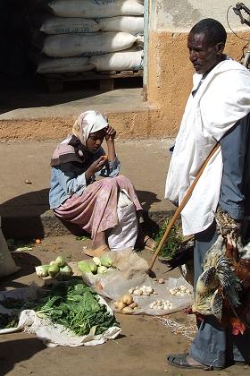 Woman selling vegetables - Eritrea Square Asmara Eritrea.