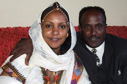 Eden and Yemane, the just married couple - Asmara Eritrea.