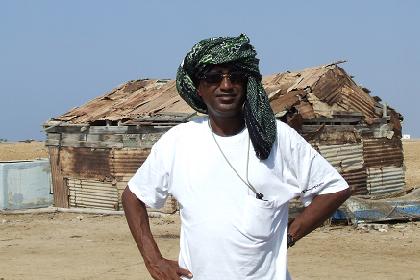 Tedros (Travel House International) in casual Dahlaki outfit - Dahlak Kebir Eritrea.