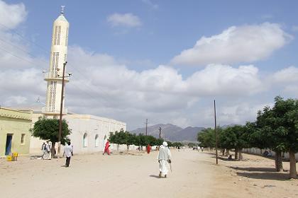 Main street and mosque - Afabet Eritrea.