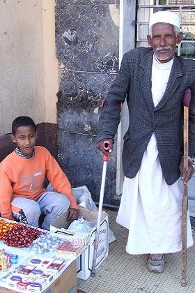 Small scale trade on the sidewalks of Harnet Avenue - Asmara Eritrea.