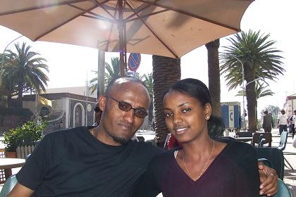 Teshalino and Nardos - American Bar Harnet Avenue Asmara Eritrea.