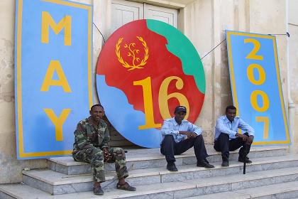 Colorful decorations in front of the Maakel Regional Court - Asmara Eritrea.