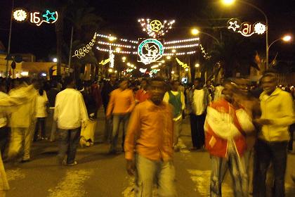 Asmarino''s strolling the main street - Harnet Avenue Asmara Eritrea.