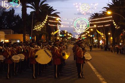 Military marching band - Harnet Avenue Asmara Eritrea.