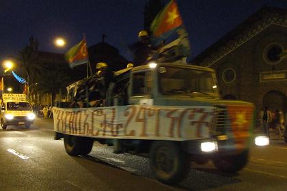 Decorated truck (Eritrean Defense Forces) - Harnet Avenue Asmara Eritrea.