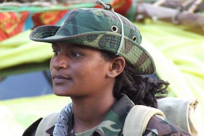 Female member of Eritrea's Defense Forces, carnival 16th Independence Day - Asmara Eritrea.
