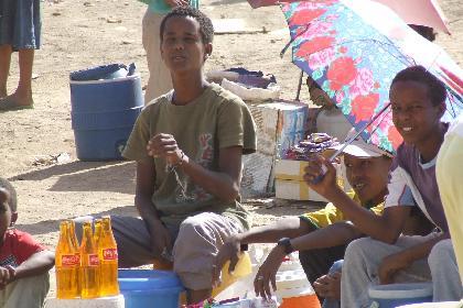 Boys selling home made soft drinks - Festival of Mariam Dearit - Keren Eritrea.