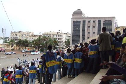 Students guiding the public to their seats - Bathi Meskerem Asmara.