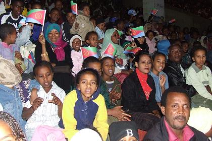 The audience at the evening show - Bathi Meskerem Stadium Asmara.