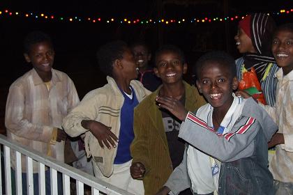 Enthusiastic dancing youngsters - Bathi Meskerem Stadium Asmara.