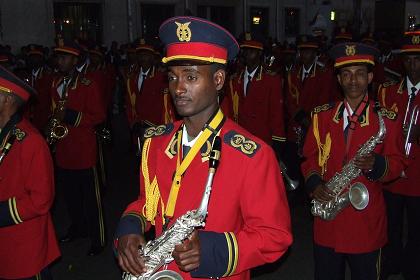 Marching band leading the parade - Semaetat Avenue Asmara Eritrea.