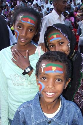 Body painted children at the eve of Eritrea's 17th Independence Day.