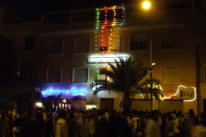 Illuminated shops and offices - Harnet Avenue Asmara Eritrea.