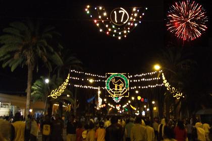 Harnet Avenue May 24 2008 0:00 fireworks - Asmara Eritrea.