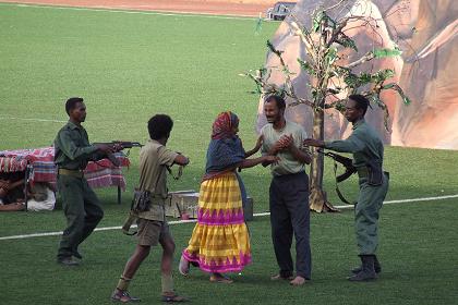 School closing, a narrative show in Tigrinya - Ceremony of 17th Independence Day - Asmara Stadium.