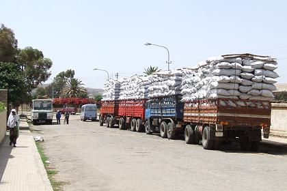 Loaded trucks - Ferrovia Asmara Eritrea.