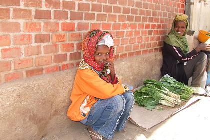 Girls selling vegetables - Sembel Asmara Eritrea.