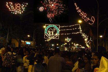 Midnight fireworks - Harnet Avenue Asmara Eritrea.